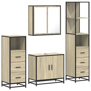 vidaXL Set de mobilier de baie din 4 piese din lemn de stejar Sonoma