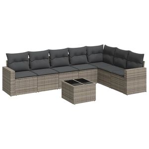 vidaXL Set canapele de grădină cu perne, 8 piese, gri, poliratan