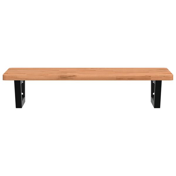 vidaXL Raft pentru lavoar montat pe perete, oțel și lemn masiv fag