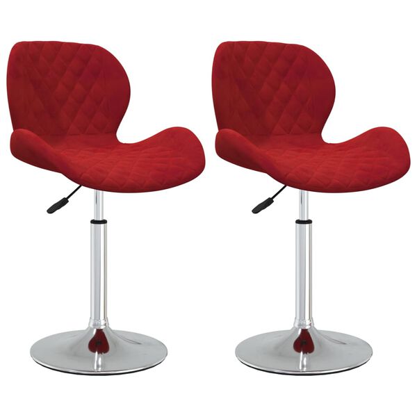 vidaXL Scaune de bucătărie pivotante, 2 buc., roșu vin, catifea