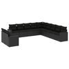 vidaXL Set canapele de grădină cu perne, 11 piese, negru, poliratan
