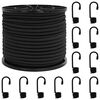 vidaXL Cords bungee cu c&acirc;rlige 100 mm Negru PP și cauciuc