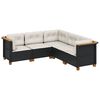 vidaXL Set mobilier de grădină cu perne, 5 piese, negru, poliratan