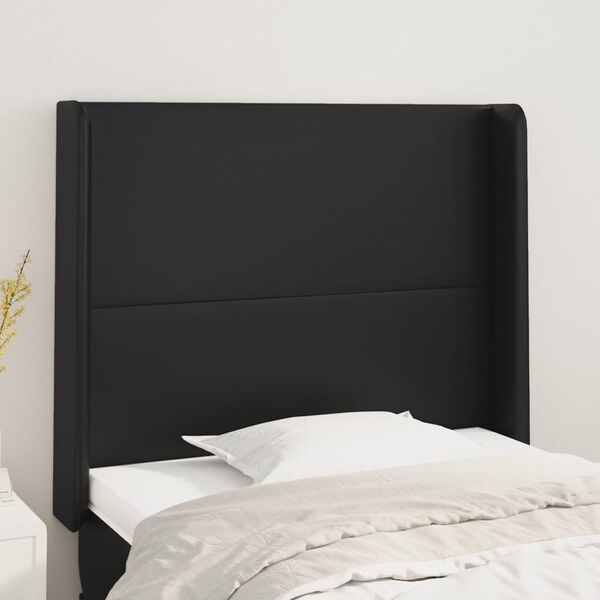 vidaXL Tăblie de pat cu aripioare, negru, 93x16x118/128 cm, piele eco