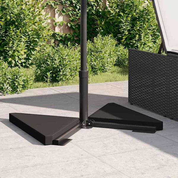 vidaXL Plăci cu greutate umbrelă 2 buc Granit Negru Triunghiular 14 kg