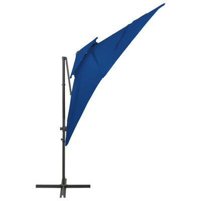 vidaXL Umbrelă suspendată cu înveliș dublu, albastru azuriu 250x250 cm