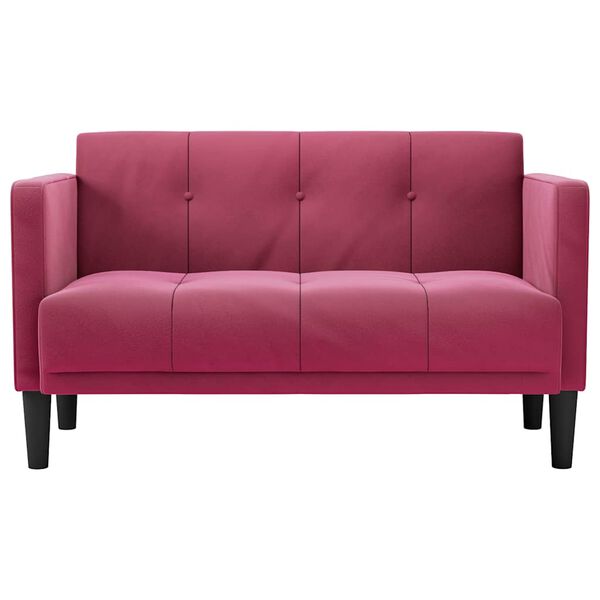 vidaXL Canapea loveseat, vin roșu, 111 cm, catifea