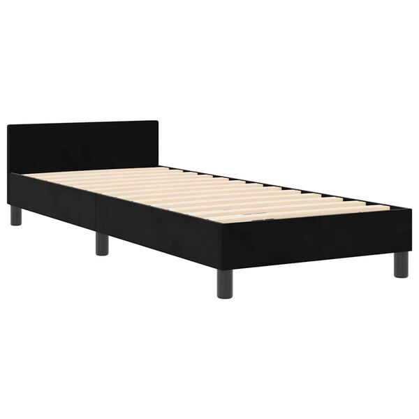 vidaXL Pat cu arcuri cu headboard Negru 80 x 200 cm Catifea