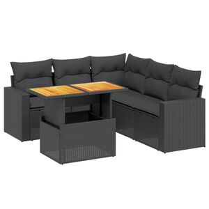 vidaXL Set mobilier de grădină cu perne, 6 piese, negru, poliratan