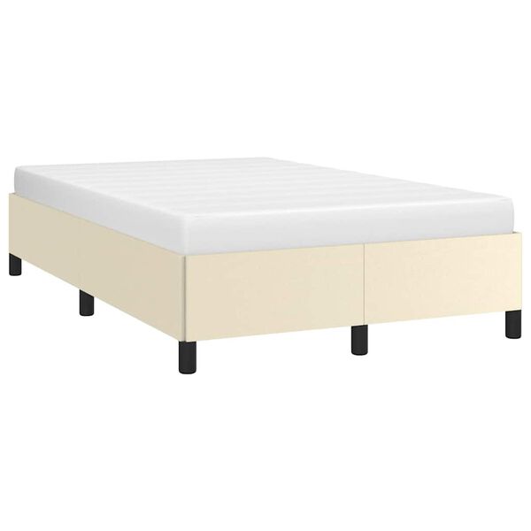 vidaXL Cadru de pat fără saltea cremă 120x190 cm piele artificială