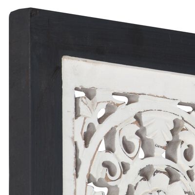 vidaXL Panouri de perete sculptate manual, negru/alb, 60x60x1,5 cm MDF