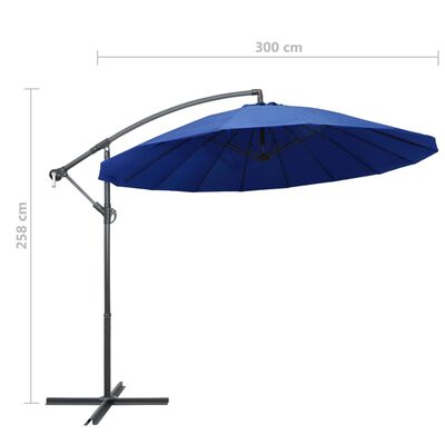 vidaXL Umbrelă de soare suspendată, albastru, 3 m, stâlp de aluminiu