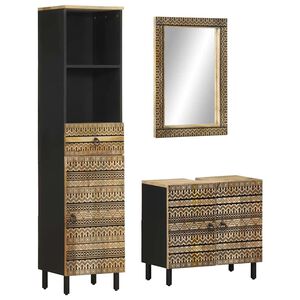vidaXL Set mobilier de baie, 3 piese, lemn masiv de mango