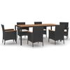 vidaXL Set mobilier de grădină cu perne, 7 piese, negru, poliratan