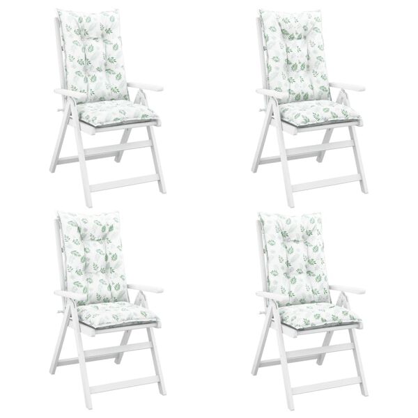 vidaXL Perne scaun spătar &icirc;nalt model frunze 4 buc. 120x50x7 cm textil