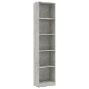 vidaXL Bibliotecă cu 5 rafturi, gri beton, 40x24x175 cm lemn prelucrat