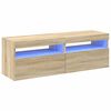 vidaXL Comode TV cu lumini LED, 2 buc., stejar Sonoma, 60x35x40 cm