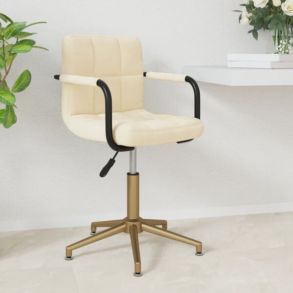 vidaXL Scaun de bucătărie pivotant, crem, catifea