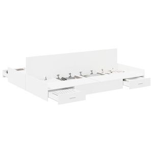 vidaXL Cadru de pat cu depozitare Alb 150 x 200 cm Lemn prelucrat