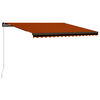 vidaXL Copertină retractabilă manual, portocaliu & maro, 450x300 cm