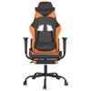 vidaXL Scaun gaming masaj/suport picioare, negru/portocaliu, piele eco