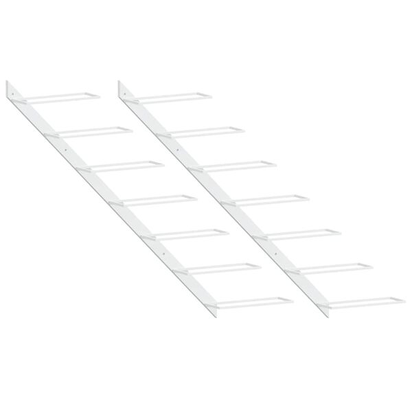 vidaXL Suport sticle de vin, de perete, 7 sticle, 2 buc., alb, metal