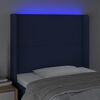 vidaXL Tăblie de pat cu LED, albastru, 103x16x118/128 cm, textil