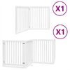 vidaXL Poartă c&acirc;ini pliabilă cu ușă, 6 panouri, alb, 480 cm, lemn plop