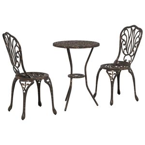 vidaXL Set Bistro de Grădină 3 buc. Bronz Aluminiu