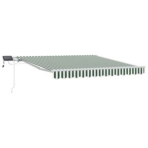 vidaXL Copertină retractabilă Verde și alb 350 x 250 cm