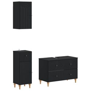 vidaXL Set de cabinet pentru baie cu 3 piese ALKMAAR Negru