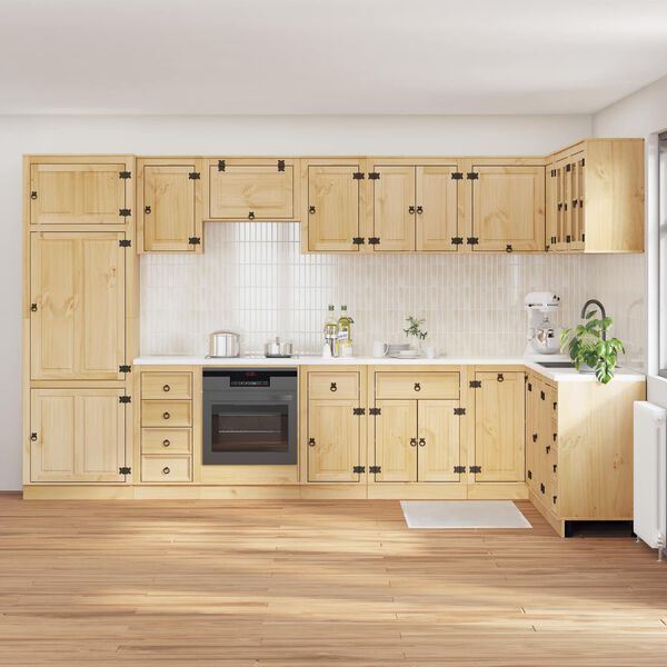 vidaXL Dulap cu sertar cu raft SKI 14 pcs Maro Miere Lemn de pin masiv