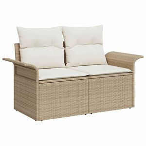 vidaXL Canapea de grădină cu pernă Bej 141 x 62 x 69cm poliratan