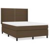 vidaXL Pat box spring cu saltea, maro &icirc;nchis, 140x200 cm, textil