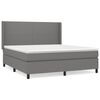 vidaXL Pat continental cu saltea, gri &icirc;nchis, 160x200 cm, țesătură