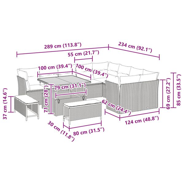 vidaXL Set de canapele pentru grădină cu pernă 12 pcs Negru