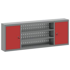 vidaXL Dulap pentru unelte cu raft Roșu și gri 150 x 20 x 55 cm