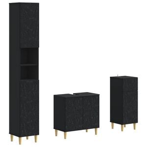 vidaXL Set de cabinet pentru baie cu 3 piese DELFT Negru