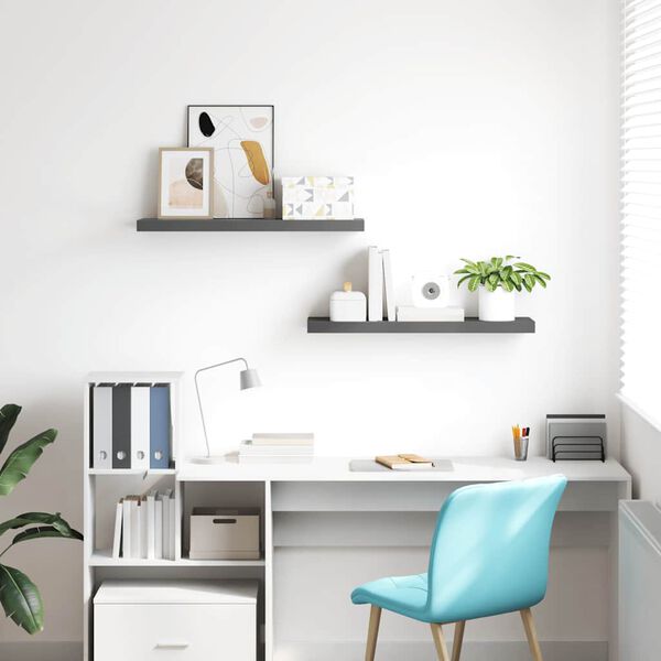 vidaXL Rafturi de perete, 2 buc., gri extralucios, 80x23,5x3,8 cm, MDF