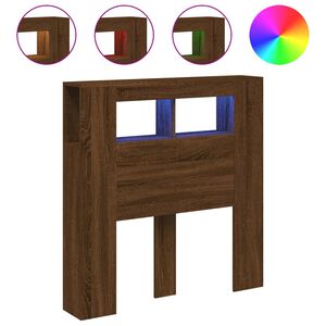 vidaXL Tăblie de pat cu LED, stejar maro, 100x18,5x103,5 cm, lemn