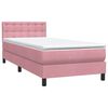 vidaXL Pat box spring cu saltea, roz, 80x210 cm, catifea