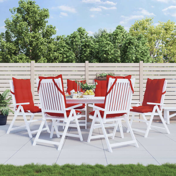 vidaXL Perne scaun cu spătar &icirc;nalt, 6 buc, roșu, țesătură Oxford