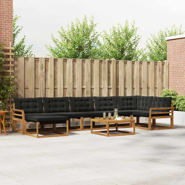 vidaXL Set de canapele de exterior cu pernă 22 pcs Natural și Negru