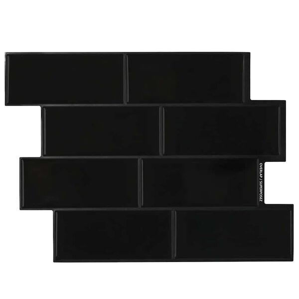 vidaXL Placă de metrou 10 pcs Negru 29.4 x 21.4 cm Poliuretan și PET