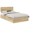 vidaXL Pat cu storage Stejar Sonoma 135 x 190 cm Lemn prelucrat