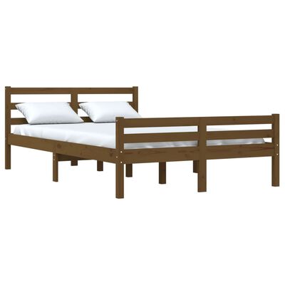 vidaXL Cadru de pat, maro miere, 140x190 cm, lemn masiv