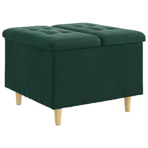 vidaXL Ottomană de depozitare Verde &icirc;nchis 60 x 60 x 45 cm Catifea