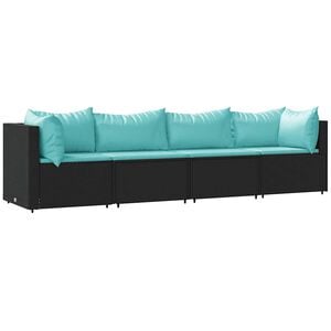 vidaXL Set mobilier relaxare grădină 4 piese cu perne poliratan negru