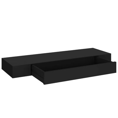 vidaXL Raft de perete suspendat cu sertar, negru, 80 x 25 x 8 cm