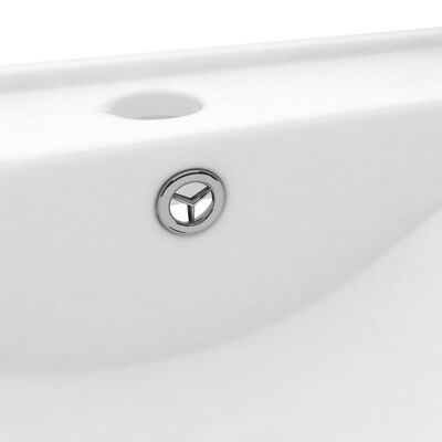 vidaXL Chiuvetă baie lux orificiu robinet alb mat 60x46 cm ceramică